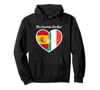 Spain, Italy, Heartbeat Design Two Countries One Love Pullover Hoodie
