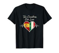 Spain, Italy, Heartbeat Design Two Countries One Love T-Shirt