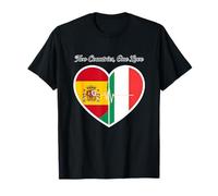 Spain, Italy, Heartbeat Design Two Countries One Love T-Shirt