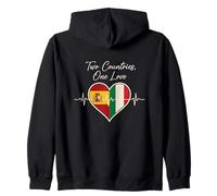 Spain, Italy, Heartbeat Design Two Countries One Love Zip Hoodie