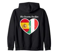 Spain, Italy, Heartbeat Design Two Countries One Love Zip Hoodie