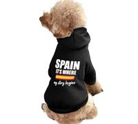 Spain It's Where My Story Beging Winter Dog Hoodie Sweatshirts Warm Dog Clothes for Small Dogs Chihuahua Coat Clothing Puppy Cat Custume 2XL