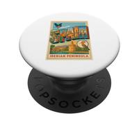 Spain Letters in 50s Vintage Retro Travel Poster Art Graphic PopSockets Adhesive PopGrip