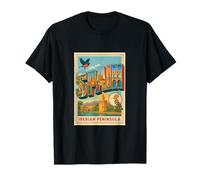 Spain Letters in 50s Vintage Retro Travel Poster Art Graphic T-Shirt