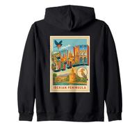 Spain Letters in 50s Vintage Retro Travel Poster Art Graphic Zip Hoodie