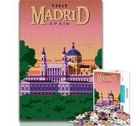 Spain Madrid City Travel 1000 Piece Jigsaw Puzzles for Adults & Teens,Educational Game Challenge Toy Wall Decoration Unique Birthday And Xmas Gifts 75x50cm