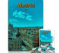 Spain Madrid City Travel Puzzles for Adults Teens 1000pc Puzzle,Challenging Game Toys Every Piece Is Unique - Challenging Family Fun Game 38x26cm