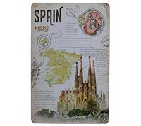 Spain Madrid Vintage Tin Metal Sign Home Wall Plaque Decor