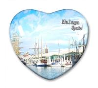 Spain Malaga Fridge Magnet Refrigerator Stickers Collection Decorative Magnet Travel Souvenir Heart-Shaped Crystal Glass