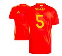Spain Men's 2024 - 2025 Home Shirt - Sergio 5 in Red | Size: XL Spain Red XL