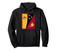 Spain Papua New Guinea Half Flag Spanish PNG Heritage Pullover Hoodie