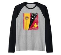 Spain Papua New Guinea Half Flag Spanish PNG Heritage Raglan Baseball Tee