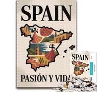 Spain︰ Pasion y Vida Travel Poster Jigsaw Puzzle for Adults, 300 Pieces | A flexible puzzle activity: a clear section-by-section approach alone or together.
