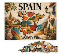 Spain︰ Pasion y Vida Travel Poster Jigsaw Puzzle for Adults, 500 Pieces | New Year puzzle activity: activity for family time alone or together.