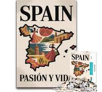 Spain︰ Pasion Y Vida Travel Poster Wooden Adult Puzzle 1000 Pieces | Christmas puzzle gift for adults: activity for family time in spare time.