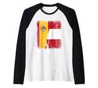 Spain Peru Half Flag Spanish Peruvian Heritage Jersey Raglan Baseball Tee