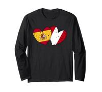 Spain Peru Hearts Flag Spanish Peruvian Friendship Long Sleeve T-Shirt