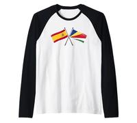 Spain Seychelles Crossed Flags Spanish Seychellois Roots Raglan Baseball Tee