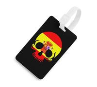 Spain Skull Flag Luggage Tags Business Card Holder Personalized Baggage Identifier Travel Essentials for Suitcases Backpacks