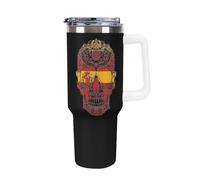 Spain Skull Flag Trendy Tumbler with Handle 40oz White
