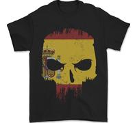 Spain Skull Spanish Gym Flag Biker Mens T-Shirt 100% Cotton Black M