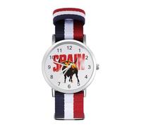 Spain Spanish Bullfight Watches for Mens Womens Analog Quartz Easy to Read Adjustable Nylon Strap