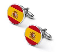 Spain Spanish Flag National Emblem Men's Cufflinks Tuxedo Cuff Links Dress Shirt Tie Accessories for Business Weddings