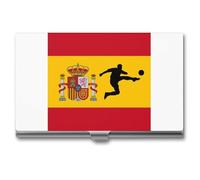 Spain Spanish Flag Soccer Shooting Business Card Holder Slim Case Metal