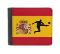 Spain Spanish Flag Soccer Shooting Leather Minimalist Wallet for Men Women Slim Bifold Purse with Card Holder