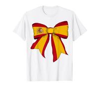 Spain Spanish Pride Flag Girl Coquette Bow Ribbon T-Shirt