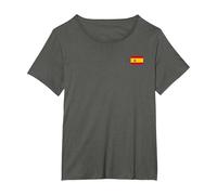Spain T Shirt Women Men Kids, Left Chest Spanish Flag España T-Shirt, Women's Plus, Asphalt Grey, 2X