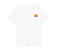 Spain T Shirt Women Men Kids, Left Chest Spanish Flag España T-Shirt, Women's Plus, White, 2X