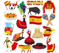Spain Tapas Party Cupcake Toppers 48Pcs Spanish Birthday Party Cake Decorations Spain Cupcake Picks Spanish Theme Party Decorations for Española Flamenco Party Supplies
