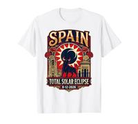 Spain Total Solar Eclipse 2026 August 12th Event Souvenir Value Graphic T-Shirt, Men, White, XL