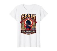 Spain Total Solar Eclipse 2026 August 12th Event Souvenir Value Graphic T-Shirt, Women, White, M