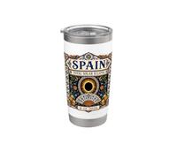 Spain Total Solar Eclipse 2026 Spanish Ornate Tile Art Stainless Steel Insulated Tumbler