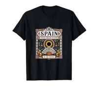 Spain Total Solar Eclipse 2026 Spanish Ornate Tile Art Value Graphic T-Shirt, Men, Black, S