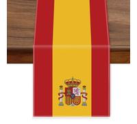 Spain Velvet Table Runner,Spanish Flag Table Cloth Decoration,Soft Texture Tablecloth for Home Party Decor 12×72inch