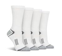 Spairs Ladies Technical Sport Socks, Cushioned Foot, Arch Supports, Breathable Panels, Performance Yarn, Soft, Comfortable, Crew Length, Multipack of 4 Pairs, Size 4-8 Crew White