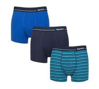 Spairs Men's Bamboo Boxer Shorts, Soft, Breathable, Tagless, Stretchy, Fitted Underwear, Value Multipack 3 Pairs, Stripe & Plain Trunks, Sizes S, M, L, XL, XXL Stripe & Plain Navy/Cobalt M