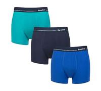 Spairs Men's Bamboo Boxer Shorts, Soft, Breathable, Tagless, Stretchy, Fitted Underwear, Value Multipack 3 Pairs, Plain, Bright, Trunks, Sizes S, M, L, XL, XXL Plain Cobalt/Navy/Turquoise L