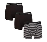 Spairs Men's Bamboo Boxer Shorts, Soft, Breathable, Tagless, Stretchy, Fitted Underwear, Value Multipack 3 Pairs, Stripe & Plain Trunks, Sizes S, M, L, XL, XXL Stripe & Plain Black/Charcoal M