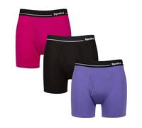 Spairs Men's Bamboo Keyhole Boxer Shorts, Soft, Breathable, Tagless, Stretchy, Fitted Underwear, Value Multipack 3 Pairs, Plain Bright, Sizes S, M, L, XL, XXL Purple/Black/Raspberry L