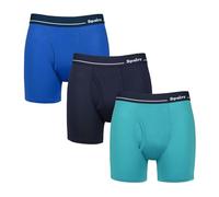 Spairs Men's Bamboo Keyhole Boxer Shorts, Soft, Breathable, Tagless, Stretchy, Fitted Underwear, Value Multipack 3 Pairs, Plain Bright, Sizes S, M, L, XL, XXL Turquoise/Navy/Cobalt L