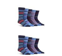 Spairs Men's Bamboo Socks, Striped, Bright & Colourful Designs, Soft, Breathable, Comfortable, Crew Length, Value Multipack of 10 Pairs, Size 7-11 Dark Navy/Blue
