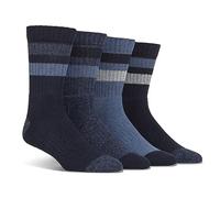 Spairs Men's Outdoor Walking Boot Socks, Cushioned Foot, Arch Supports, Breathable, Performance Yarn, Soft, Comfortable, Crew Length, Multipack of 4 Pairs, Size 7-11 Boot Stripe Navy/Blue