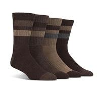 Spairs Men's Outdoor Walking Boot Socks, Cushioned Foot, Arch Supports, Breathable, Performance Yarn, Soft, Comfortable, Crew Length, Multipack of 4 Pairs, Size 7-11 Boot Stripe Brown/Earth