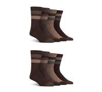 Spairs Men's Outdoor Walking Boot Socks, Striped, Cushioned Foot, Arch Supports, Breathable, Performance Yarn, Soft, Comfortable, Crew, Multipack of 8 Pairs, Size 7-11 Boot Stripe Brown/Earth