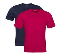 Spairs Mens Plain Essential T-Shirts - Half Cotton, Half Soft Cooling Breathable Bamboo, Crew Neck, Short Sleeve, Tagless, Regular Fit, Many Colours, Sizes S,M,L,XL,XXL, 2 Pack Navy/Berry S