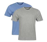 Spairs Mens Plain Essential T-Shirts - Half Cotton, Half Soft Cooling Breathable Bamboo, Crew Neck, Short Sleeve, Tagless, Regular Fit, Many Colours, Sizes S,M,L,XL,XXL, 2 Pack Blue/Grey Heather XXL